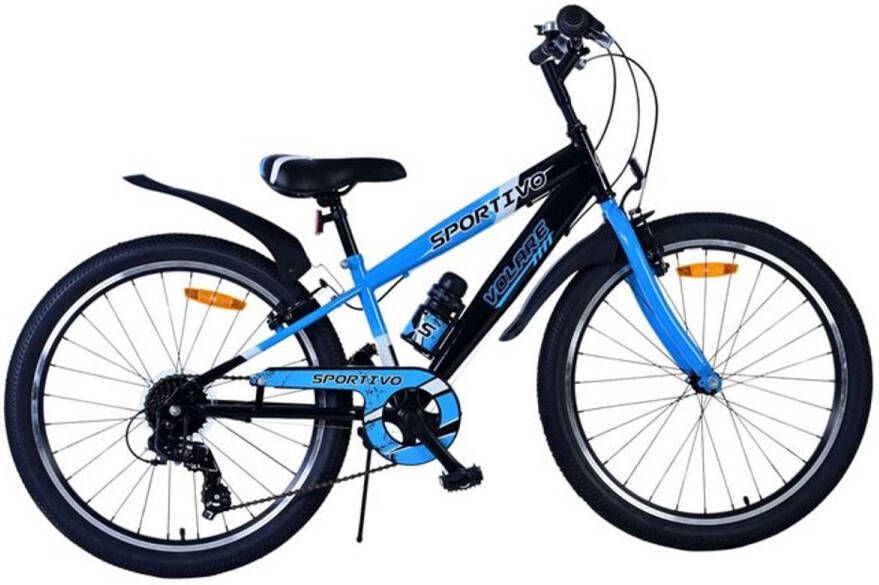 Volare Sportivo Kinderfiets Jongens 24 inch 7 Speed Zwart Blauw