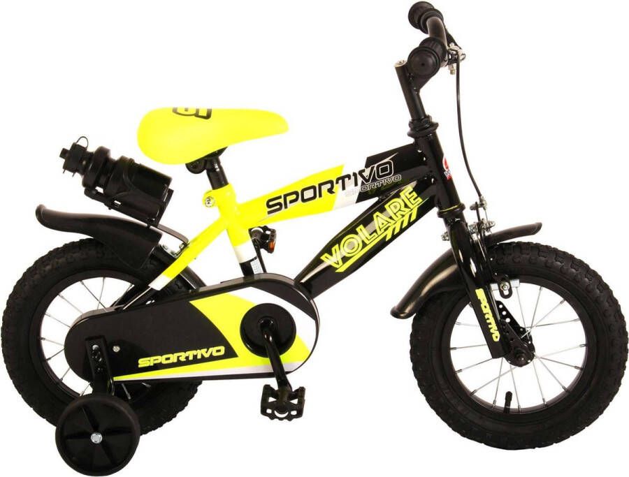 Volare Sportivo Kinderfiets Jongens 12 inch Neon Geel Zwart 95% afgemonteerd