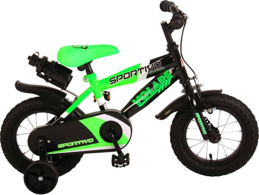 Volare Sportivo Kinderfiets Jongens 12 inch Neon Groen Zwart 95% afgemonteerd