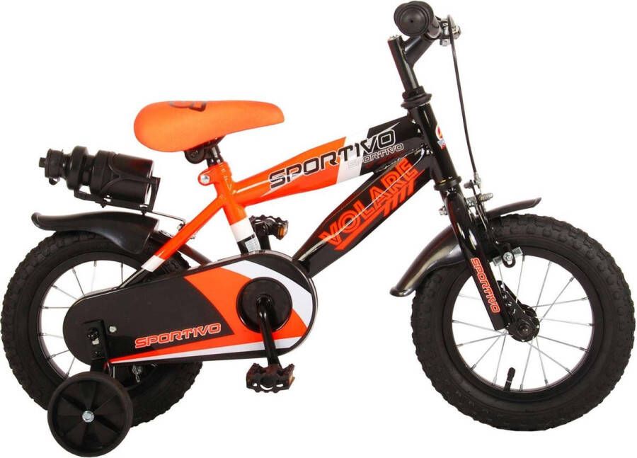 Volare Sportivo Kinderfiets Jongens 12 inch Neon Oranje Zwart 95% afgemonteerd