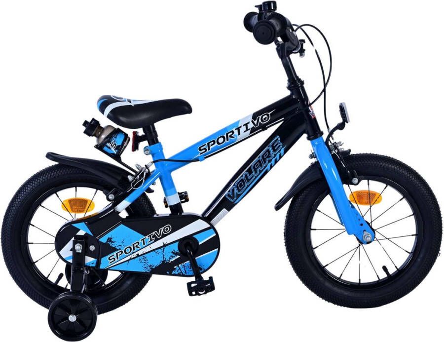 Volare Sportivo Kinderfiets Jongens 14 inch Blauw Zwart Twee Handremmen