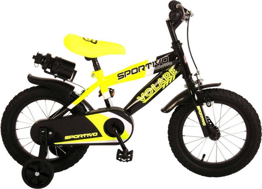 Volare Sportivo Kinderfiets Jongens 14 inch Neon Geel Zwart 95% afgemonteerd