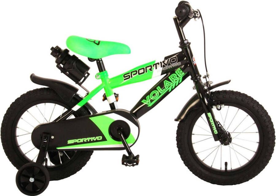 Volare Sportivo Kinderfiets Jongens 14 inch Neon Groen Zwart 95% afgemonteerd