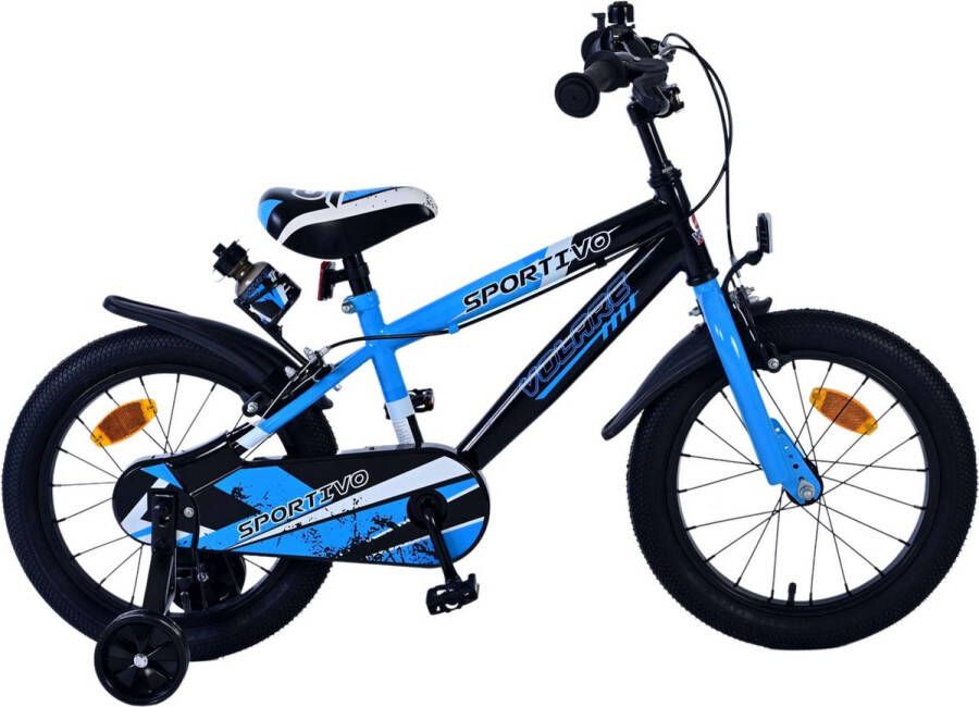 volare Sportivo Kinderfiets Jongens 16 inch Blauw Zwart Twee Handremmen