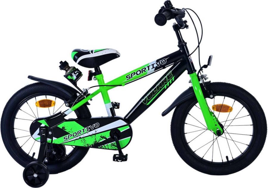 volare Sportivo Kinderfiets Jongens 16 inch Groen Zwart Twee Handremmen