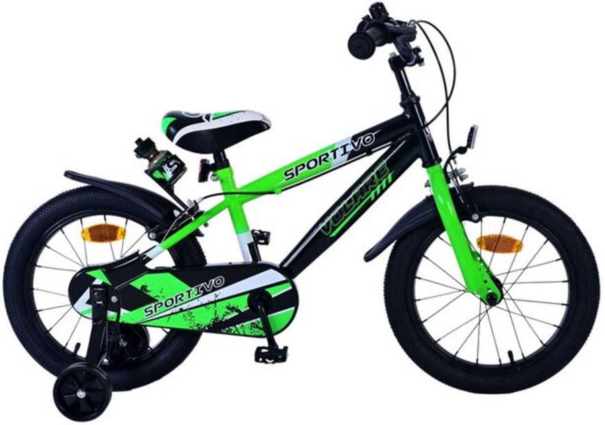 volare Sportivo Kinderfiets Jongens 16 inch Groen Zwart Twee Handremmen