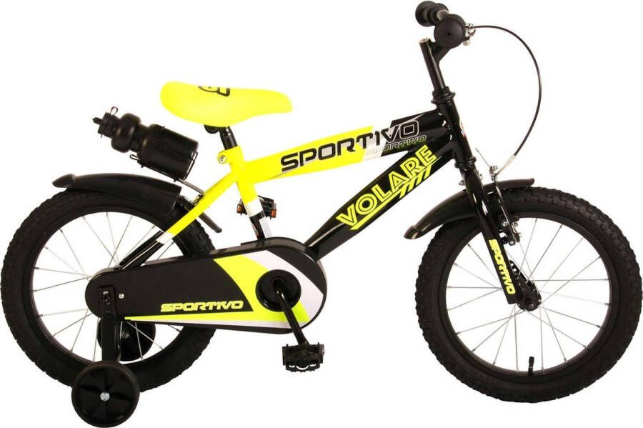 Volare Sportivo Kinderfiets Jongens 16 inch Neon Geel Zwart 95% afgemonteerd