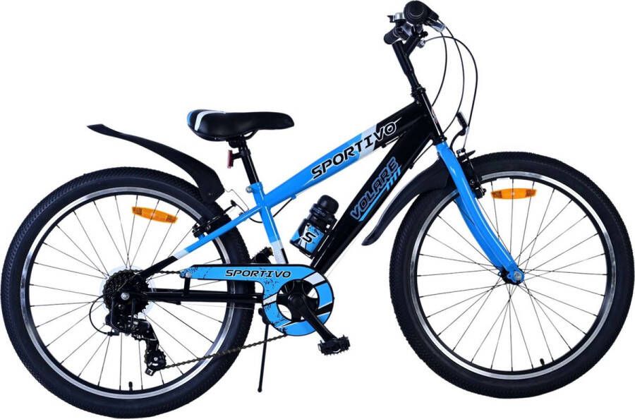 Volare Sportivo Kinderfiets Jongens 24 inch 7 Speed Zwart Blauw