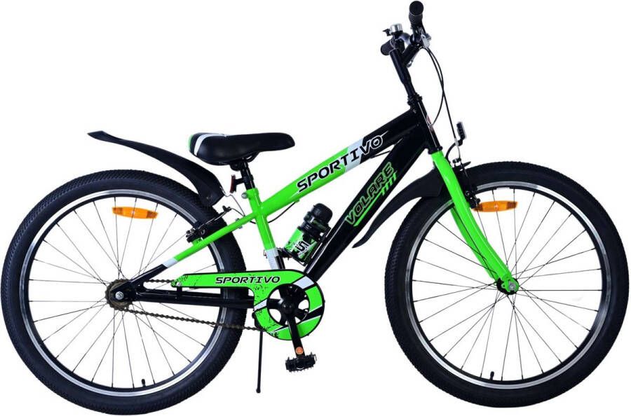 Volare Sportivo Kinderfiets Jongens 24 inch Zwart Groen Twee Handremmen