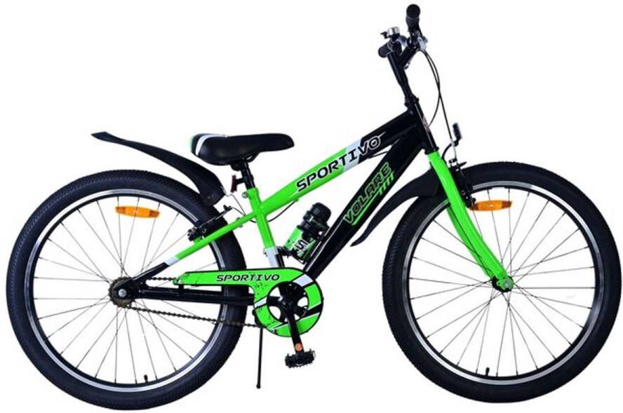 Volare Sportivo Kinderfiets Jongens 24 inch Zwart Groen Twee Handremmen