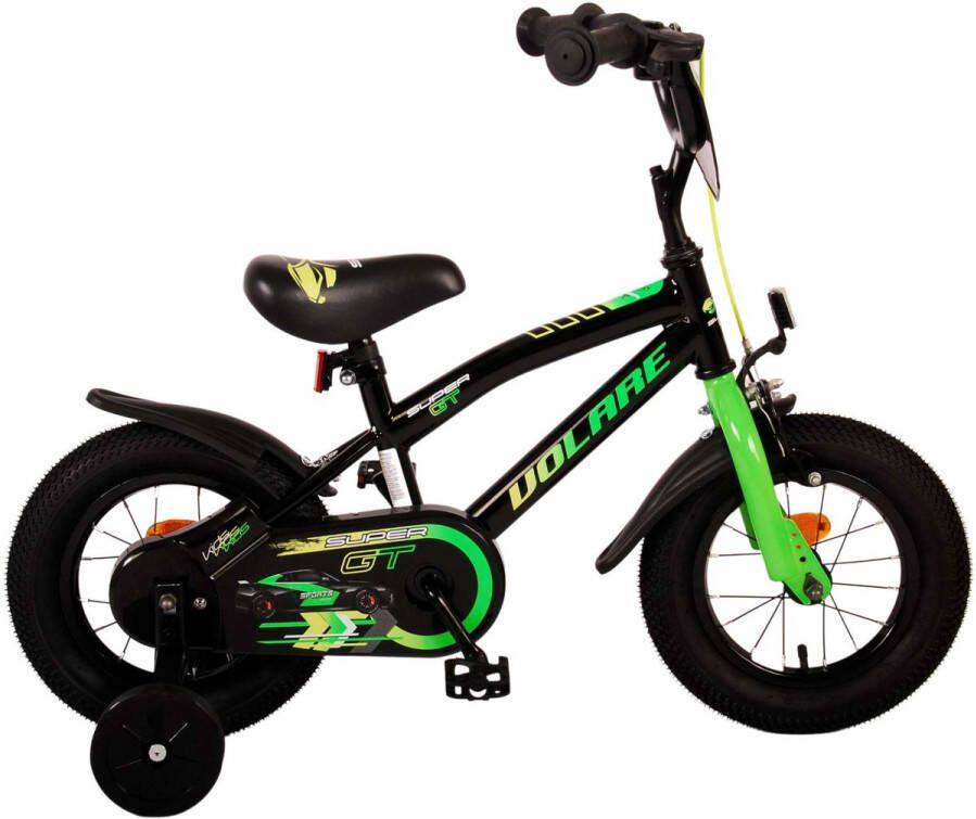 Volare Super GT 12 Inch 21 5 cm Jongens Terugtraprem Zwart Groen