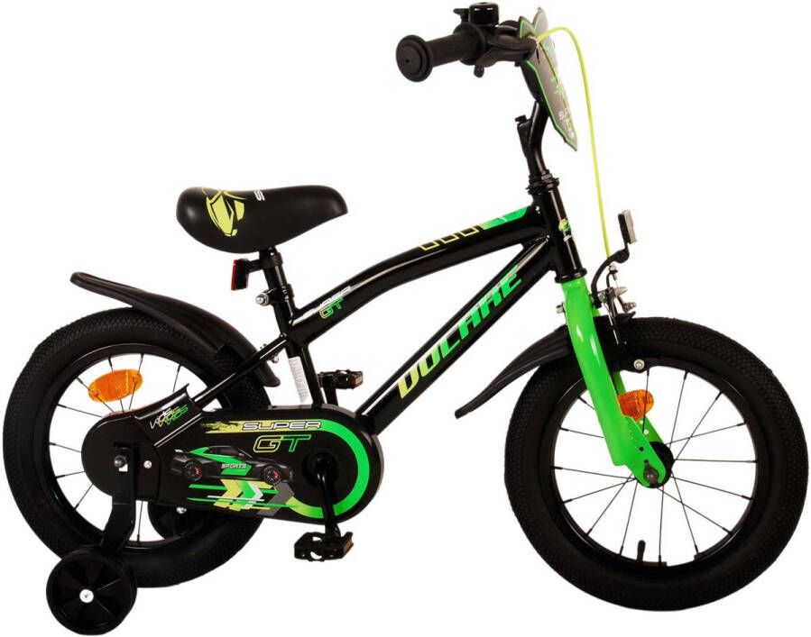 Volare Super GT 14 Inch 22 cm Jongens Terugtraprem Zwart Groen