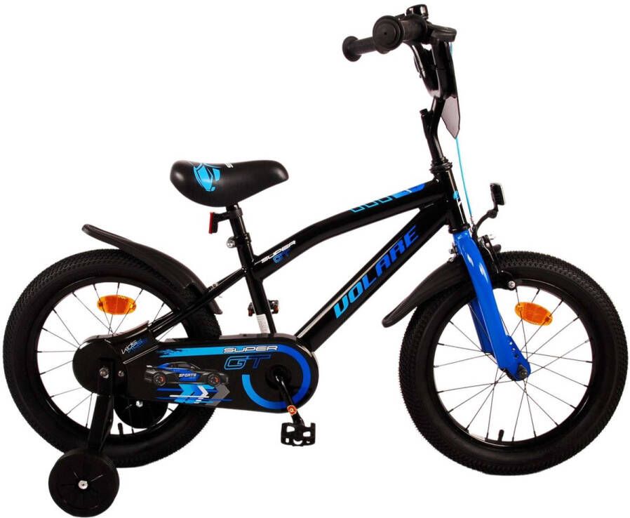 Volare Super GT 16 Inch 25 5 cm Jongens Terugtraprem Zwart Blauw