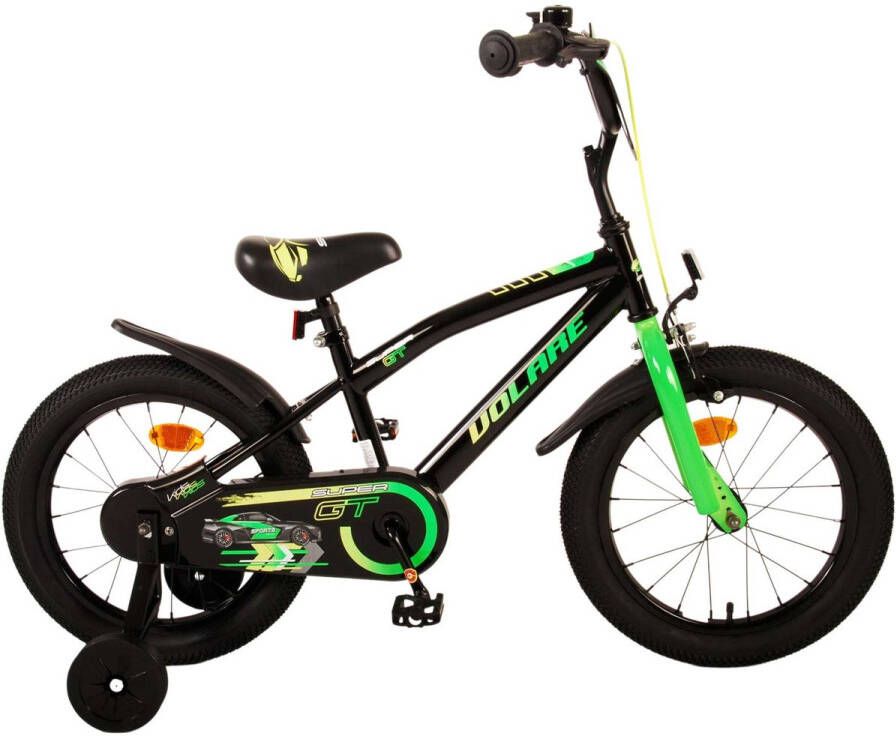 Volare Super GT 16 Inch 25 5 cm Jongens Terugtraprem Zwart Groen