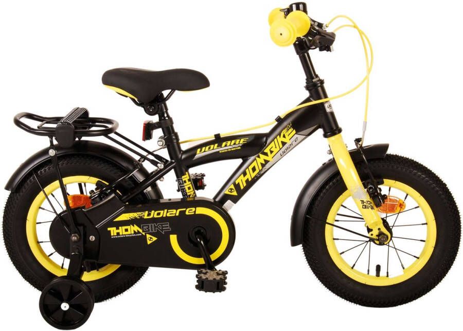 volare Thombike Kinderfiets Jongens 12 inch Zwart Geel Twee Handremmen