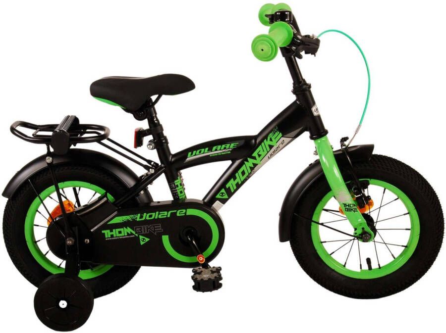 Volare Thombike 12 Inch 21 5 cm Jongens Terugtraprem Zwart Groen