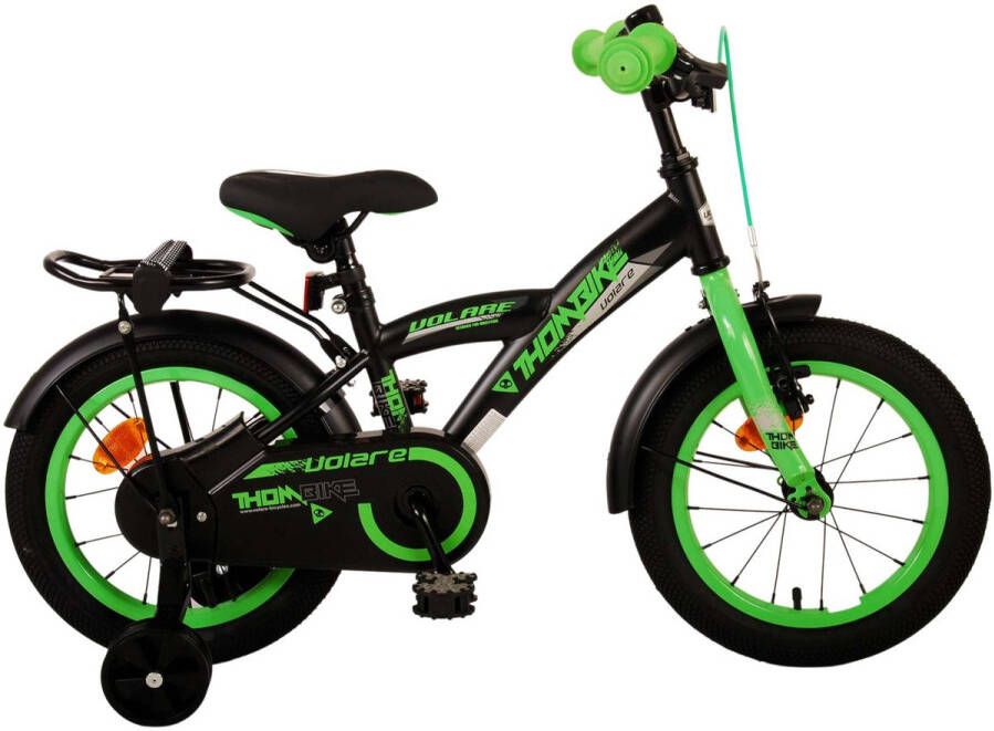 Volare Thombike 14 Inch 22 5 cm Jongens Terugtraprem Zwart Groen
