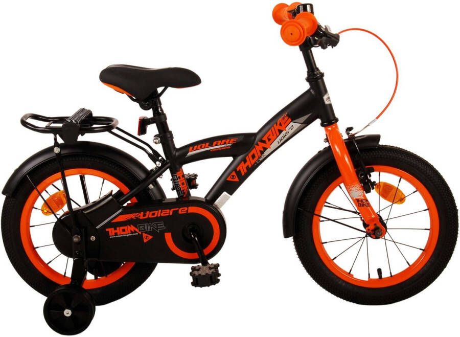 Volare Thombike 14 Inch 22 5 cm Jongens Terugtraprem Zwart Oranje