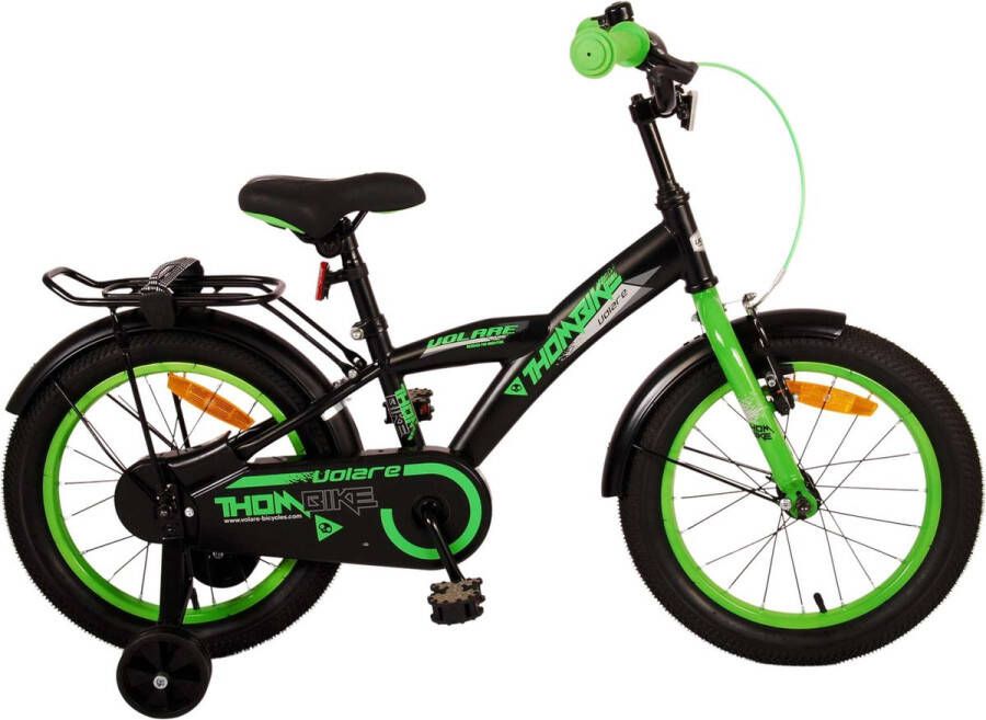 Volare Thombike 16 Inch 23 cm Jongens Terugtraprem Zwart Groen