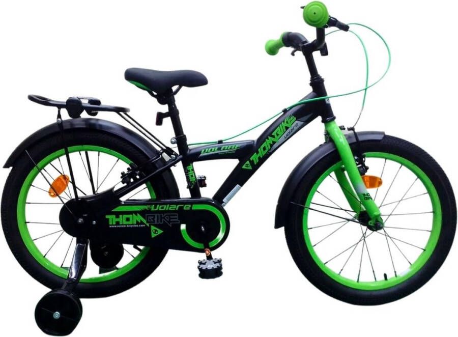 Volare Thombike 18 Inch 24 cm Jongens Terugtraprem Zwart Groen