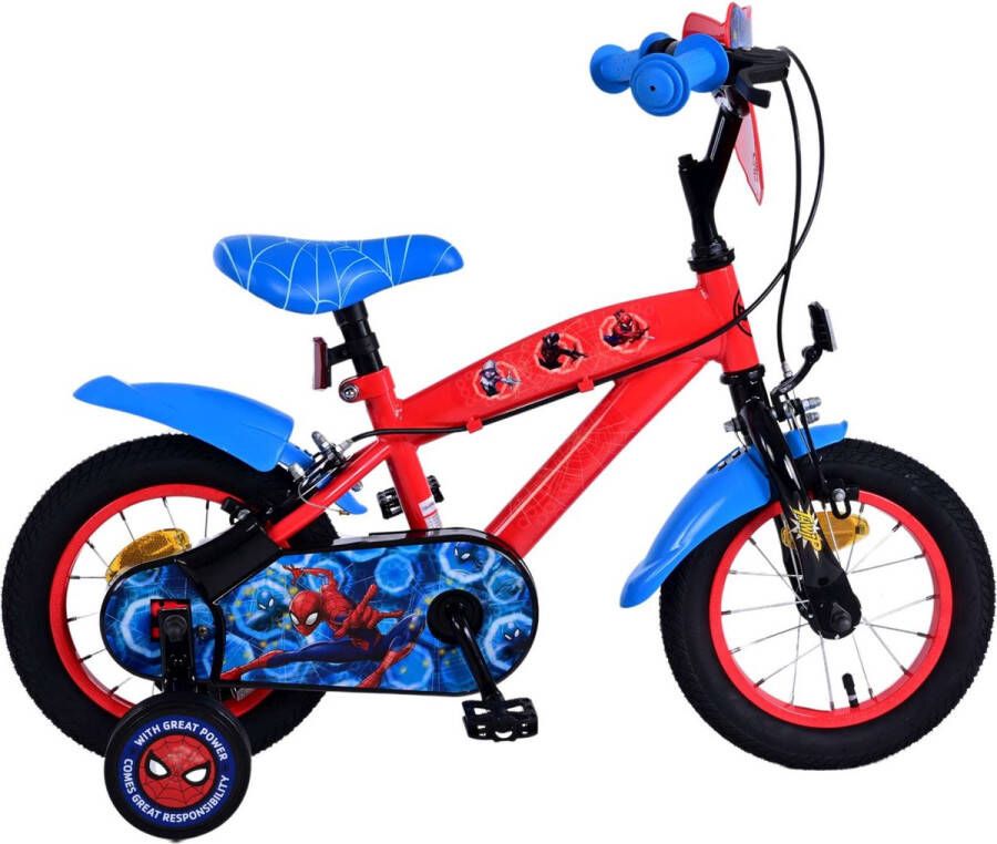 Volare Ultimate Spider-Man Kinderfiets Jongens 12 inch Blauw Rood Twee handremmen