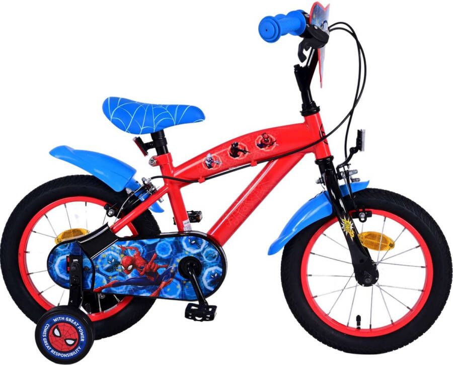 Volare Ultimate Spider-Man Kinderfiets Jongens 14 inch Blauw Rood Twee handremmen - Foto 2