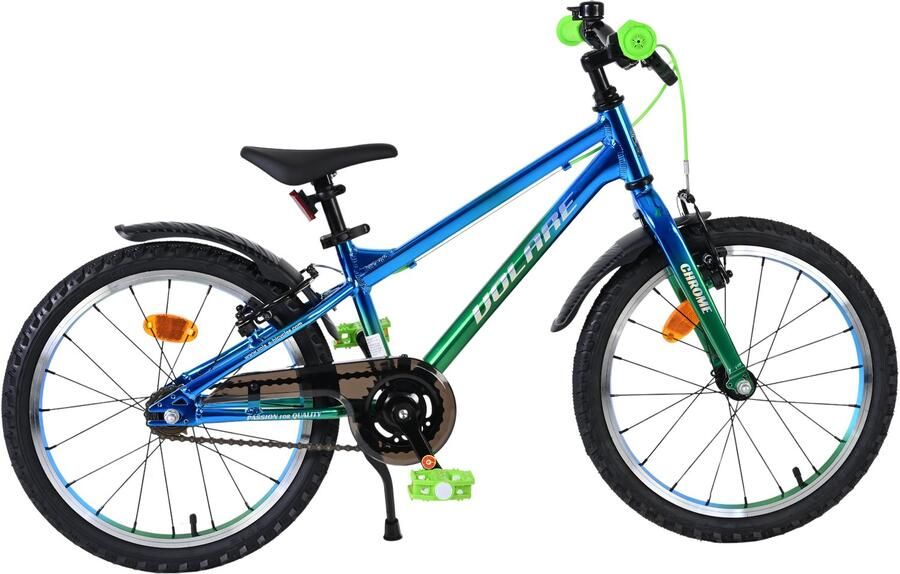 Volare Chrome Kinderfiets Jongens 18 inch Blauw Groen- Twee handremmen