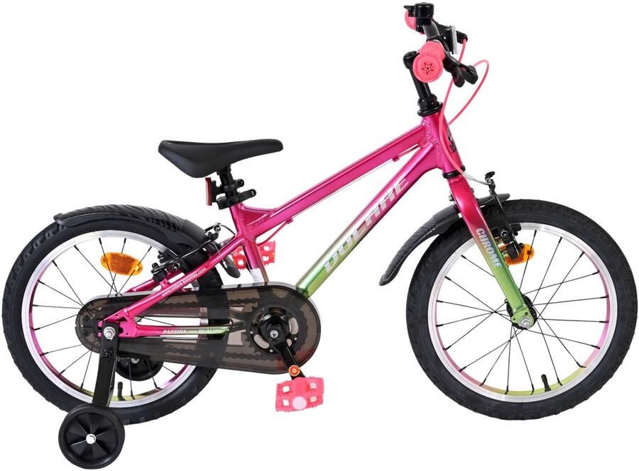 Volare Chrome Kinderfiets Meisjes 16 inch Roze Groen Twee Handremmen