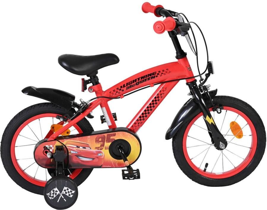Volare Disney Cars Kinderfiets Jongens 14 inch Rood Twee handremmen