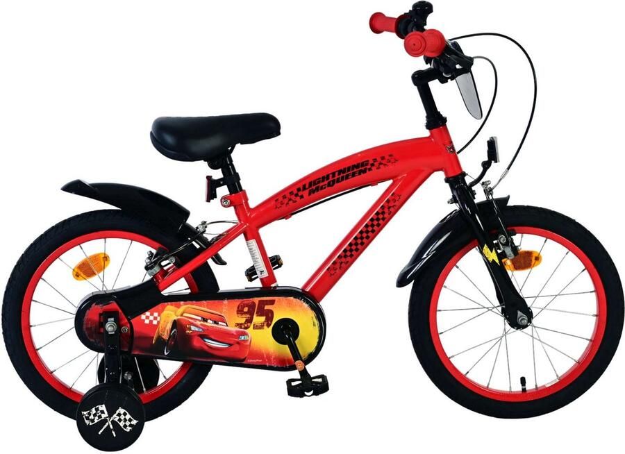 Volare Disney Cars Kinderfiets Jongens 16 inch Rood Twee handremmen