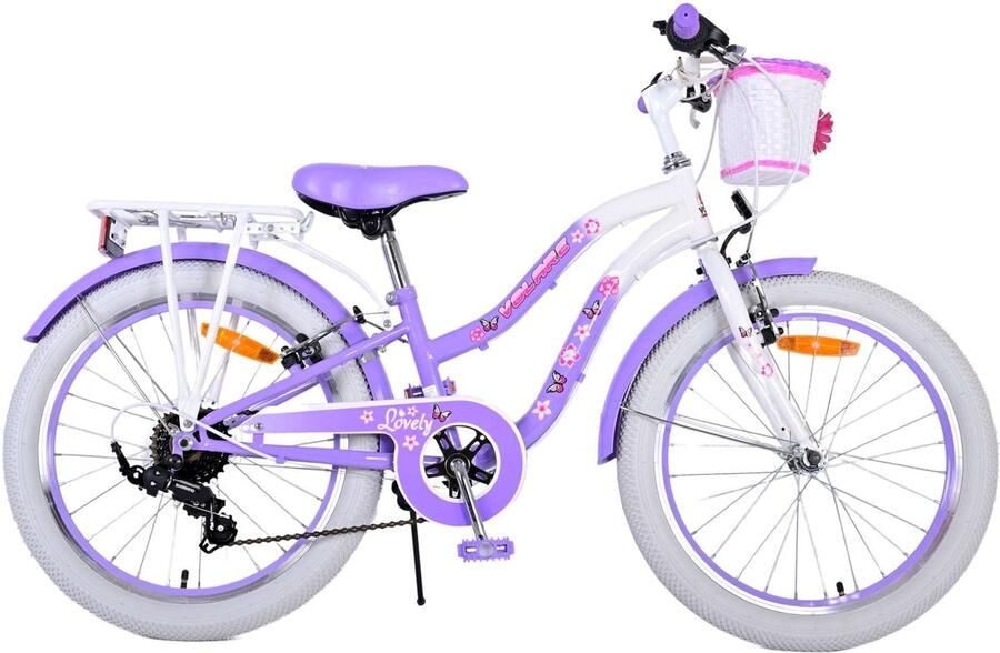 Volare Lovely Kinderfiets Meisjes 20 inch Paars 7 versnellingen Met gratis kabelslot