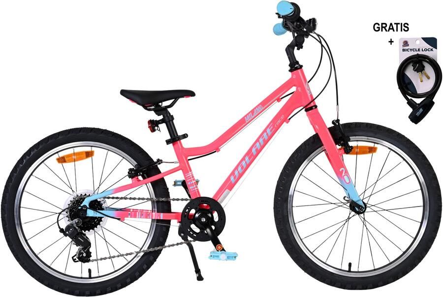 Volare Milano Kinderfiets Meisjes- 20 inch Roze 6 versnellingen Met gratis kabelslot