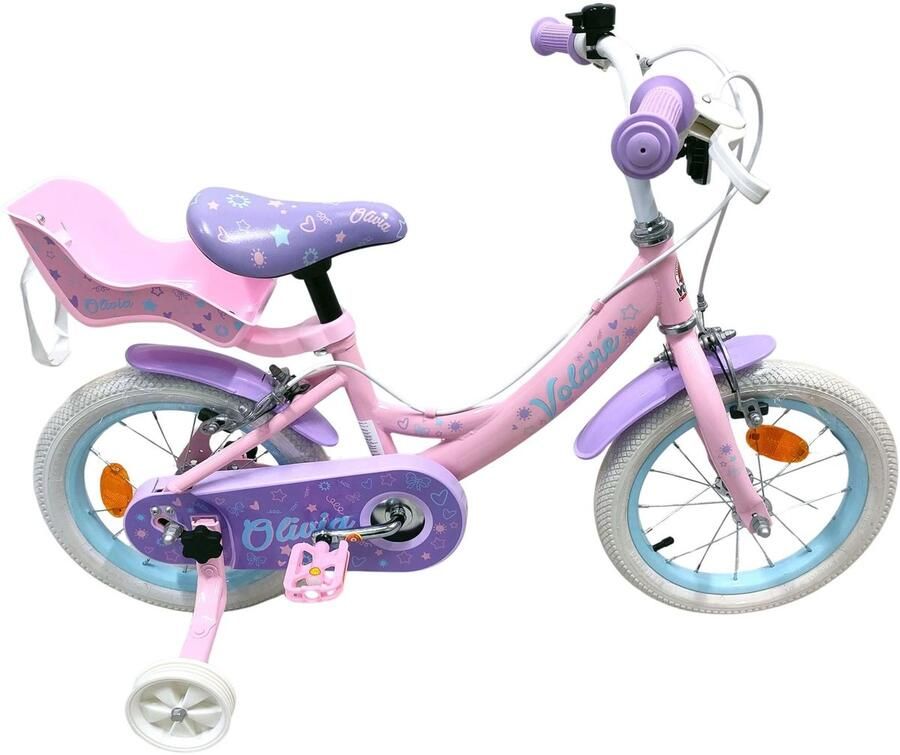 Volare Olivia Kinderfiets Meisjes 14 inch Roze Twee Handremmen
