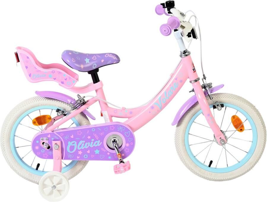 Volare Olivia Kinderfiets Meisjes 14 inch Roze Twee Handremmen
