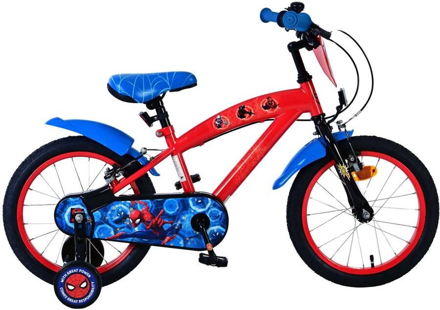 Volare Spider-Man Kinderfiets Jongens 16 inch Blauw Rood Twee handremmen