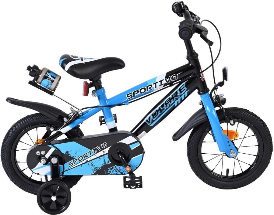 Volare Sportivo Kinderfiets Jongens 12 inch Blauw Zwart Twee Handremmen