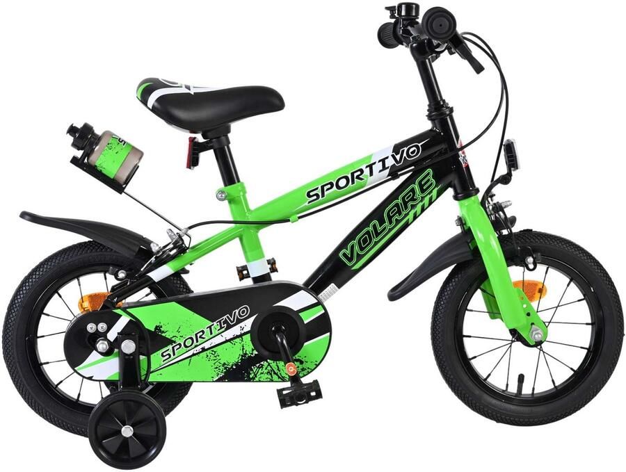 Volare Sportivo Kinderfiets Jongens 12 inch Groen Zwart Twee Handremmen