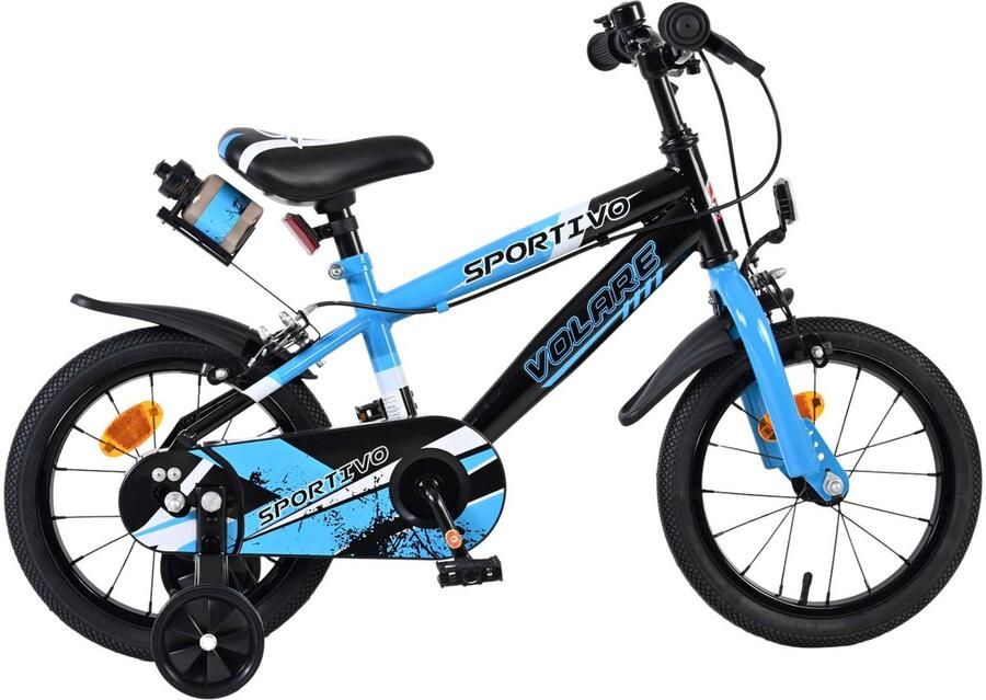 Volare Sportivo Kinderfiets Jongens 14 inch Blauw Zwart Twee Handremmen