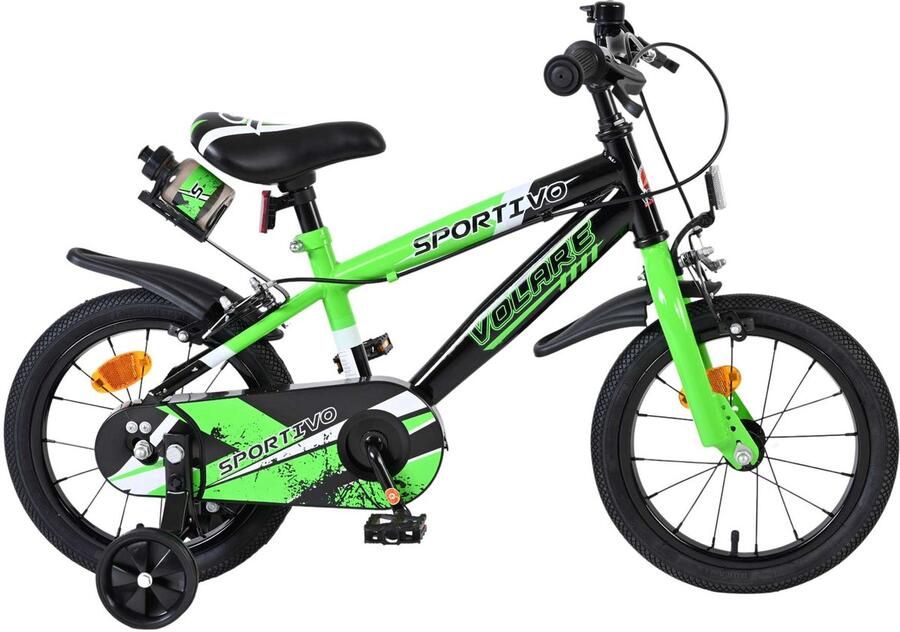Volare Sportivo Kinderfiets Jongens 14 inch Groen Zwart Twee Handremmen