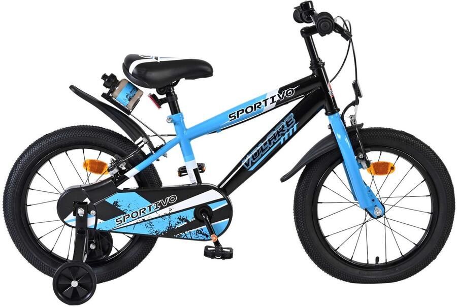 Volare Sportivo Kinderfiets Jongens 16 inch Blauw Zwart Twee Handremmen