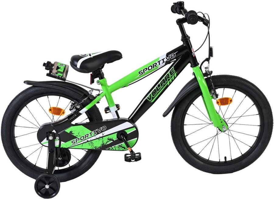 Volare Sportivo Kinderfiets Jongens 18 inch Groen Zwart Twee Handremmen