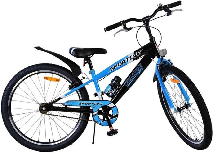 Volare Sportivo Kinderfiets Jongens 24 inch Zwart Blauw Twee Handremmen