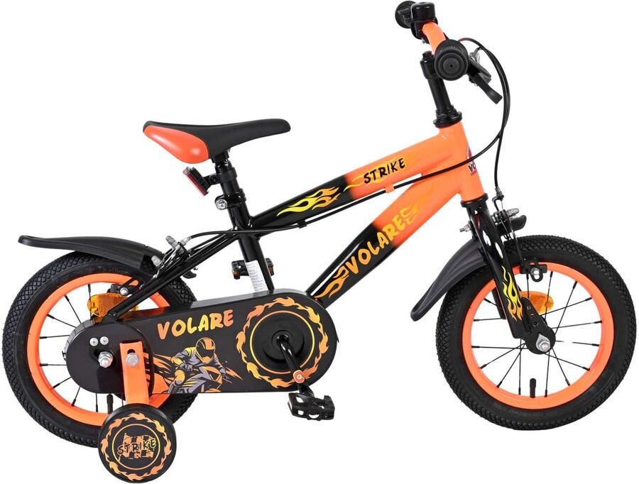 Volare Strike Kinderfiets Jongens 12 inch Zwart Oranje Twee Handremmen