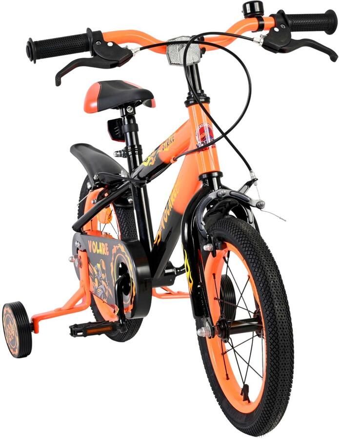 Volare Strike Kinderfiets Jongens 14 inch Zwart Oranje Twee handremmen