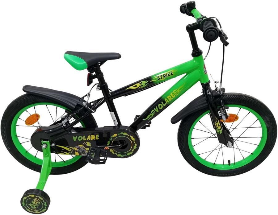 Volare Strike Kinderfiets Jongens 16 inch Zwart Groen Twee Handremmen