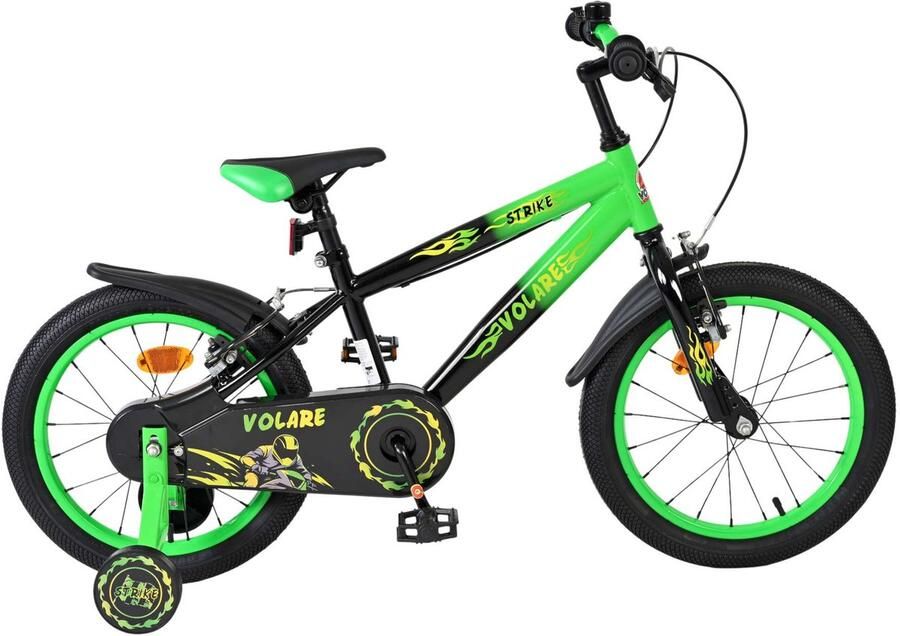 Volare Strike Kinderfiets Jongens 16 inch Zwart Groen Twee Handremmen