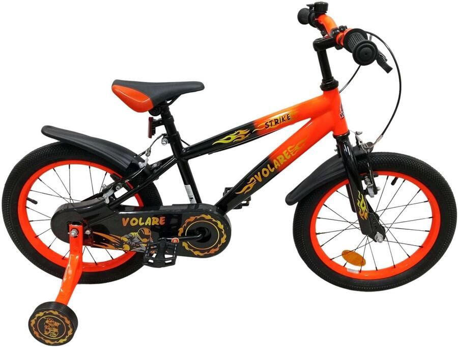 Volare Strike Kinderfiets Jongens 16 inch Zwart Oranje Twee Handremmen