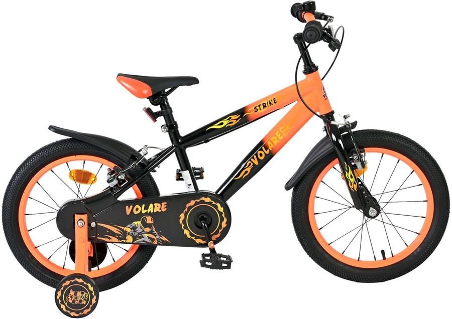 Volare Strike Kinderfiets Jongens 16 inch Zwart Oranje Twee Handremmen