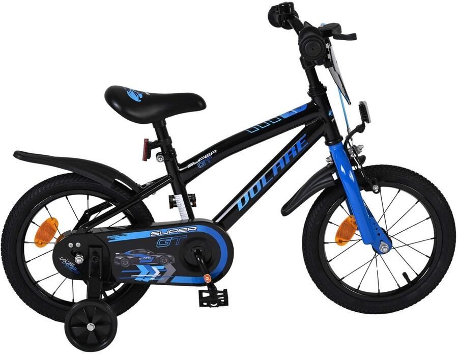 Volare Super GT 14 Inch 22 cm Jongens Terugtraprem Zwart Blauw