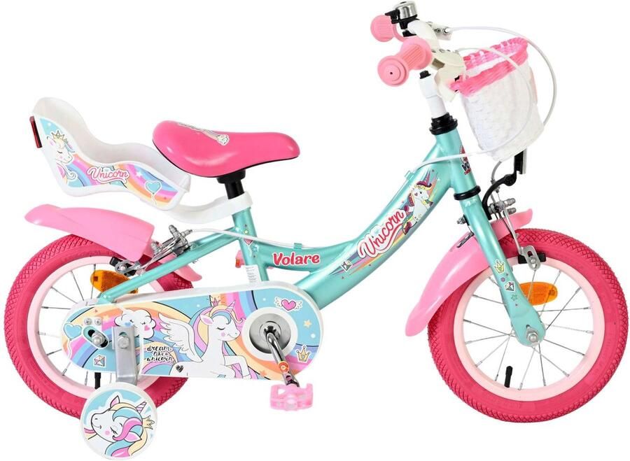 Volare Unicorn Kinderfiets Meisjes 12 inch Groen Twee handremmen